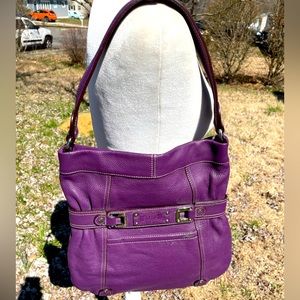 Tignanello’s Purple Genuine Pebble Leather Hobo Bag